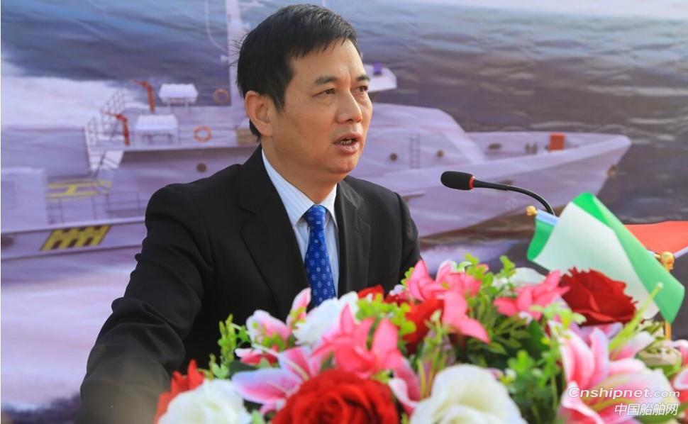 江龙船艇尼日利亚38.8米高速铝合金巡逻艇1号船命名下水