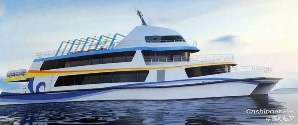 江龙船艇43.5m新型环珠澳双体观光客船开工