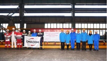 江南造船15000TEU双燃料集装箱船首制船点火开工