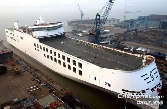 金陵船厂第五艘7800米车道滚装船点火开工