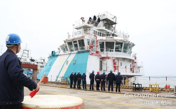 芜湖造船厂平台供应船SK728号离厂试航