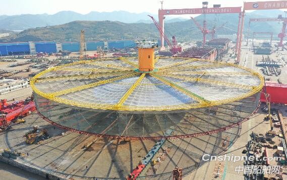 马尾造船单柱半潜式深海养殖渔场下水