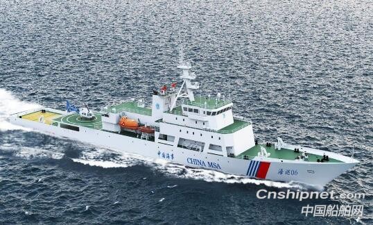 武船2艘台湾海峡大型巡航救助船上船台合拢